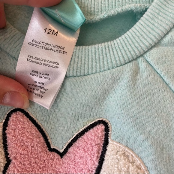 🌼 5/$25 Disney Baby Minnie Mouse Aqua Sweatshirt 12M Pink Bow Pullover Toddler - Picture 3 of 8